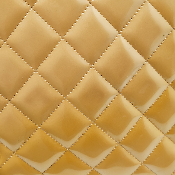 CHANEL Gold Quilted Patent Leather Maxi Classic Single Flap Bag - Picture 7 of 8